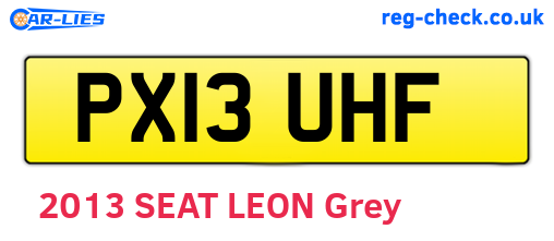 PX13UHF are the vehicle registration plates.