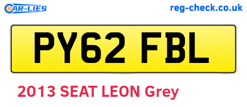 PY62FBL are the vehicle registration plates.