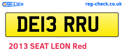 DE13RRU are the vehicle registration plates.