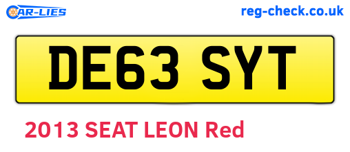 DE63SYT are the vehicle registration plates.