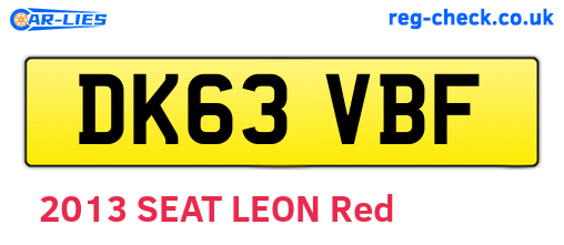 DK63VBF are the vehicle registration plates.
