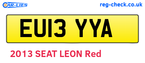 EU13YYA are the vehicle registration plates.