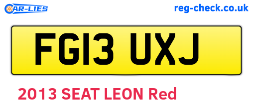 FG13UXJ are the vehicle registration plates.