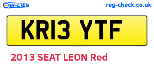 KR13YTF are the vehicle registration plates.