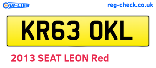 KR63OKL are the vehicle registration plates.