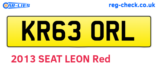 KR63ORL are the vehicle registration plates.