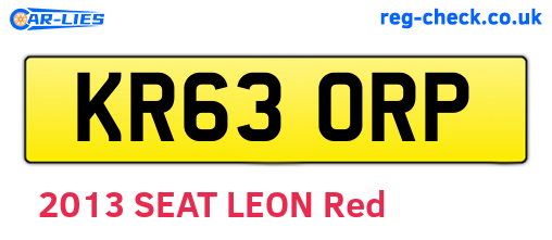 KR63ORP are the vehicle registration plates.