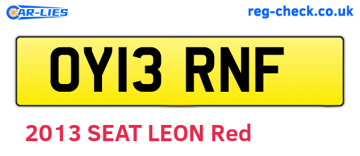 OY13RNF are the vehicle registration plates.