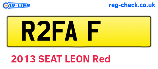 R2FAF are the vehicle registration plates.