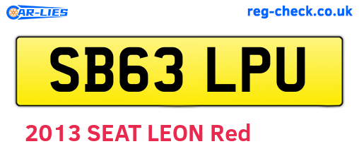 SB63LPU are the vehicle registration plates.