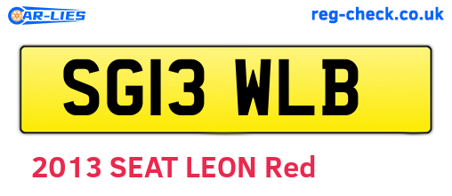 SG13WLB are the vehicle registration plates.
