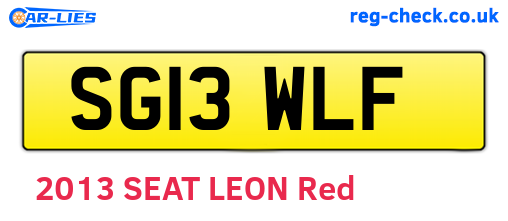 SG13WLF are the vehicle registration plates.