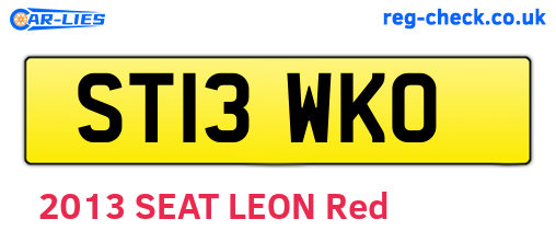 ST13WKO are the vehicle registration plates.