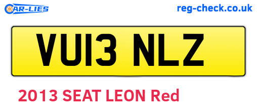 VU13NLZ are the vehicle registration plates.