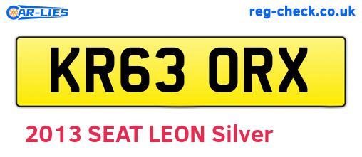 KR63ORX are the vehicle registration plates.