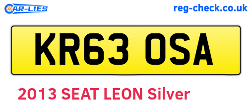KR63OSA are the vehicle registration plates.