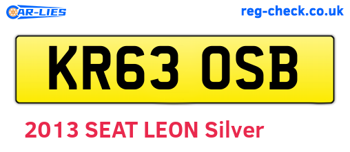 KR63OSB are the vehicle registration plates.