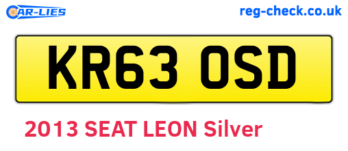 KR63OSD are the vehicle registration plates.