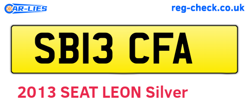 SB13CFA are the vehicle registration plates.