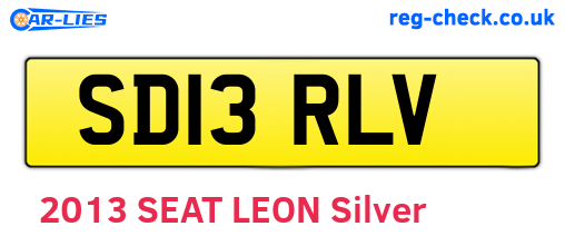 SD13RLV are the vehicle registration plates.
