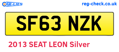 SF63NZK are the vehicle registration plates.