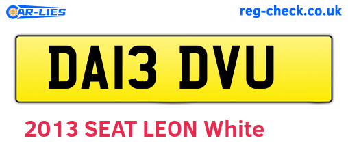 DA13DVU are the vehicle registration plates.