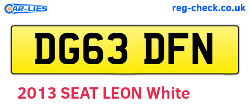 DG63DFN are the vehicle registration plates.