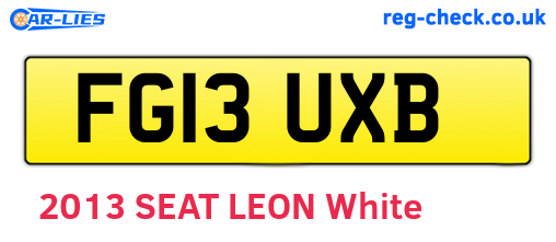 FG13UXB are the vehicle registration plates.