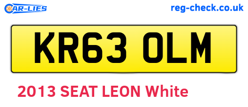 KR63OLM are the vehicle registration plates.