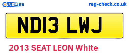 ND13LWJ are the vehicle registration plates.