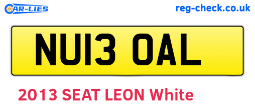 NU13OAL are the vehicle registration plates.