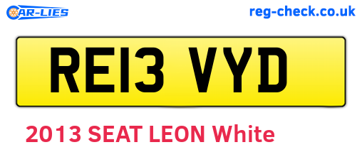 RE13VYD are the vehicle registration plates.