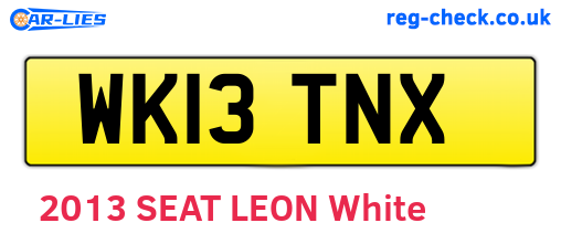 WK13TNX are the vehicle registration plates.