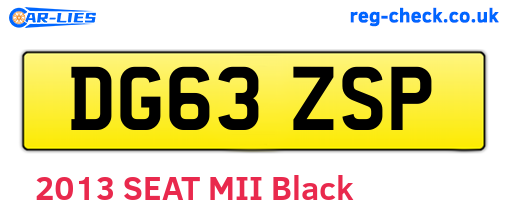 DG63ZSP are the vehicle registration plates.