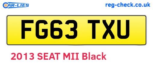 FG63TXU are the vehicle registration plates.