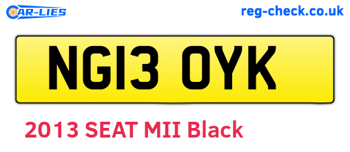NG13OYK are the vehicle registration plates.
