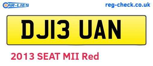 DJ13UAN are the vehicle registration plates.