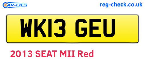 WK13GEU are the vehicle registration plates.