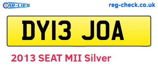 DY13JOA are the vehicle registration plates.