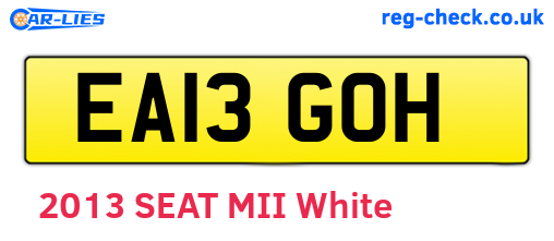 EA13GOH are the vehicle registration plates.