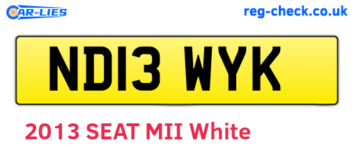 ND13WYK are the vehicle registration plates.