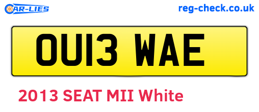 OU13WAE are the vehicle registration plates.