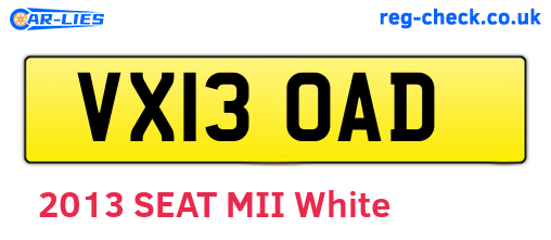 VX13OAD are the vehicle registration plates.
