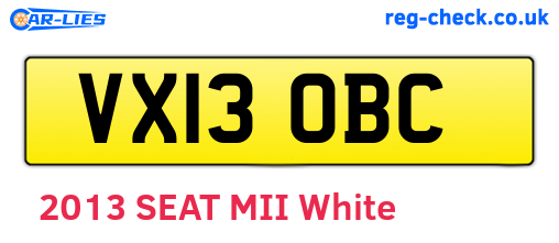 VX13OBC are the vehicle registration plates.
