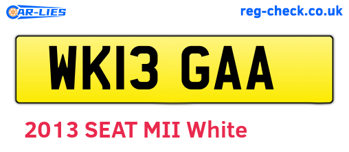 WK13GAA are the vehicle registration plates.