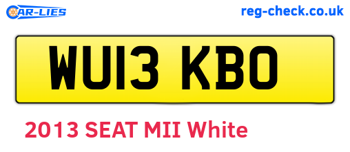 WU13KBO are the vehicle registration plates.