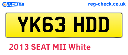 YK63HDD are the vehicle registration plates.