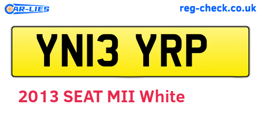 YN13YRP are the vehicle registration plates.