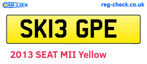 SK13GPE are the vehicle registration plates.