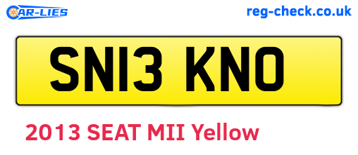 SN13KNO are the vehicle registration plates.